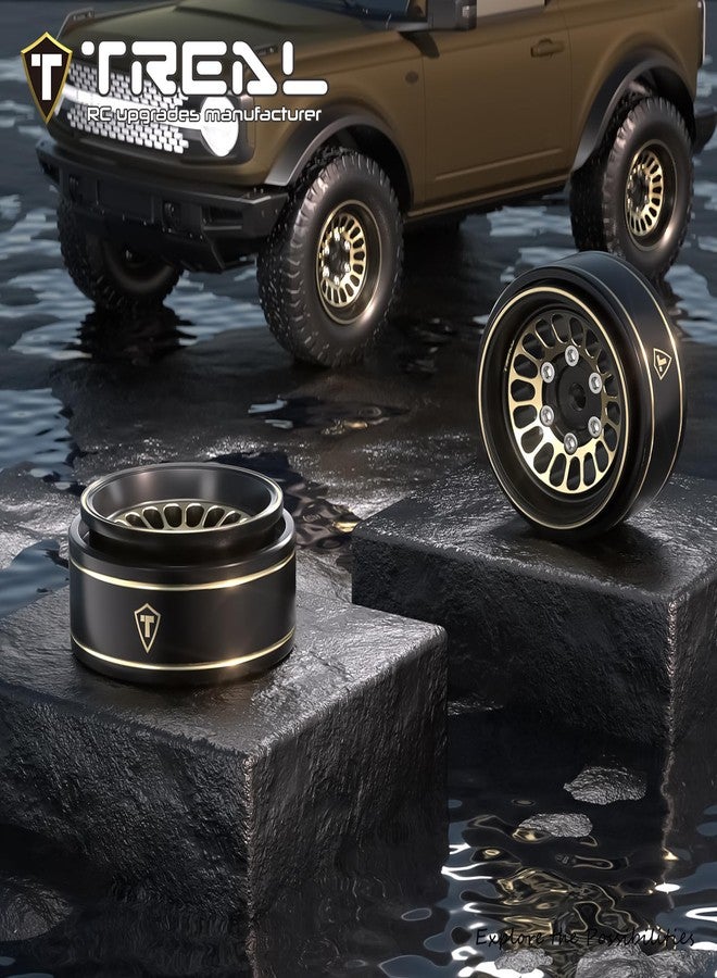 TREAL 1.0 Brass Beadlock Wheels Crawler Wheel Rims (4P) Hubs Removable for SCX24 AX24 FCX24 TRX4M 1/24 1/18 RC Crawler, 40g(0.08lb)/pc (Type D) - Image 3